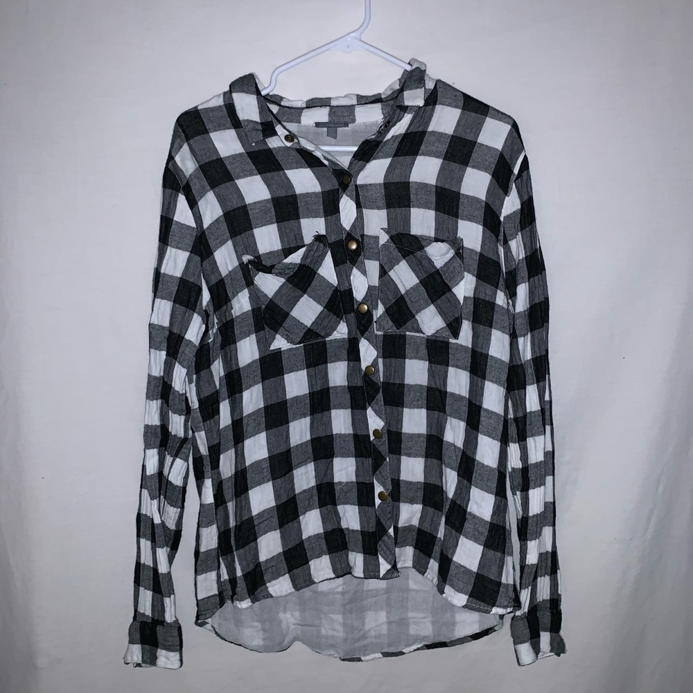 black and white flannel size XL